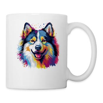 Chien Malamute coloré d’Alaska peint - Mug blanc - blanc - Droite