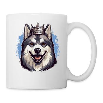 Cooler Hund Alaskan Malamute trägt Königskrone - Tasse - Weiß - Rechts