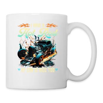 J’ai un hot rod ma voiture est belle trop drôle muscle - Mug blanc - blanc - Droite