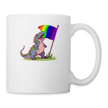 Drôle de dinosaure LGBTQ Communauté arc-en-ciel Jeu de mots - Mug blanc - blanc - Droite