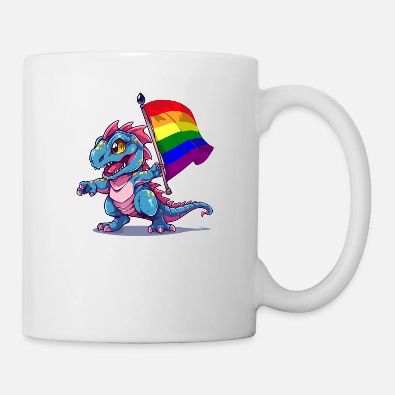 Pride Dinosaur LGBT Bøsse Lesbisk Transgender Cool - Mugg - vit
