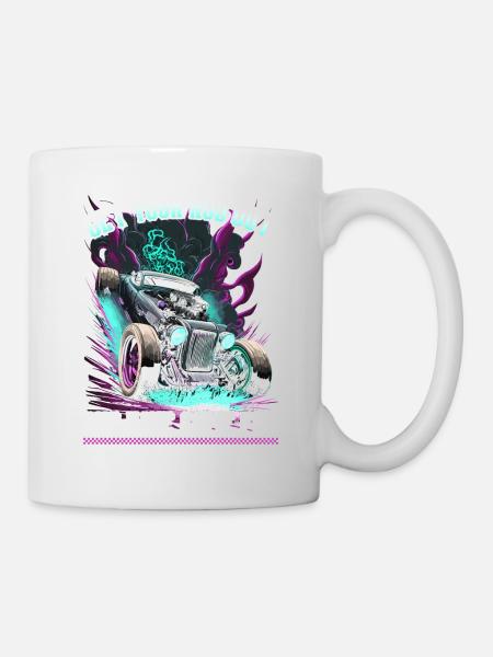 Hot Rod Get Your Rod Out, Muscle Car Rat Rod - Tasse - Weiß