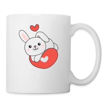 Hase zum Valentinstag süße Tiere Herzen - Tasse - Weiß - Rechts