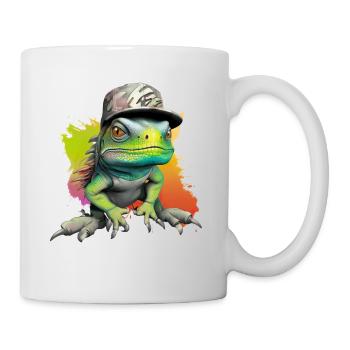 Lustige Baragame mit Mütze Reptil Leguan - Tasse - Weiß - Rechts