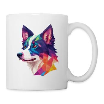 Border Collie Polygon Dogs Art Collie Dog - Mug - white - Right