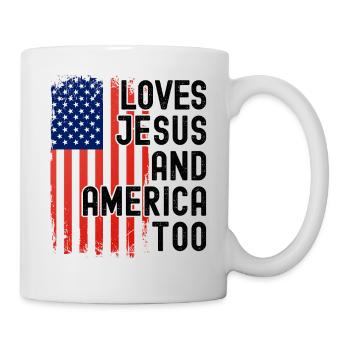 Loves Jesus and America Too - Mug - white - Right