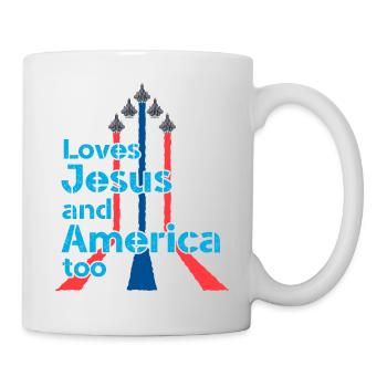 Liebt Jesus und Amerika auch für Pilot oder Flugzeug - Tasse - Weiß - Rechts