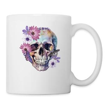 Floral Skull Halloween Butterfly Flowers - Mug - white - Right