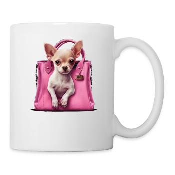 Pink Chihuahua | Rosa Handtasche Welpe Girlie - Tasse - Weiß - Rechts