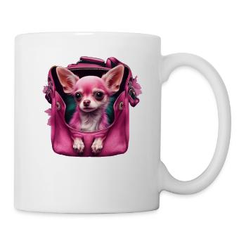 Pink Chihuahua | Rosa Handtasche Welpe Girlie - Tasse - Weiß - Rechts
