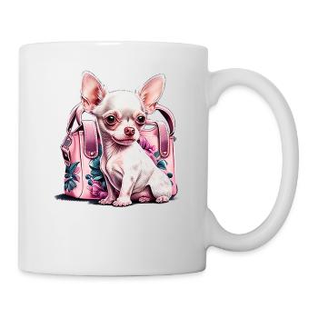 Pink Chihuahua | Rosa Handtasche Welpe Girlie - Tasse - Weiß - Rechts