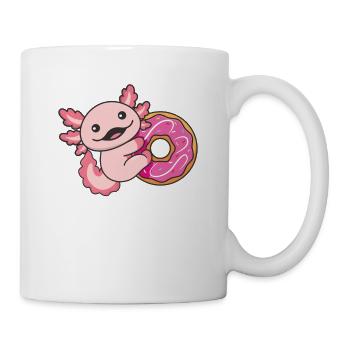 Süßer Axolotl lustige Tiere mit Donut pinke donuts - Tasse - Weiß - Rechts