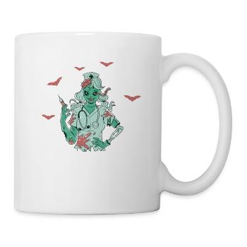 Lustige Halloween Zombie Krankenschwester Spooky - Tasse - Weiß - Rechts