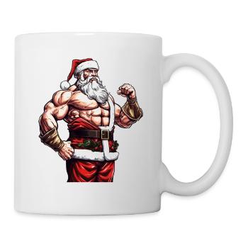 Jacked Santa: Weihnachts-Bodybuilder für Festive Wo - Tasse - Weiß - Rechts