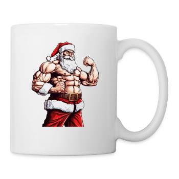 Sleighin' the Gains: Weihnachtsmann Bodybuilder Weihnachten - Tasse - Weiß - Rechts