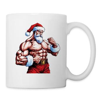 Santa's Fit Crew: Weihnachts-Bodybuilder für Fitnessstudio DE - Tasse - Weiß - Rechts