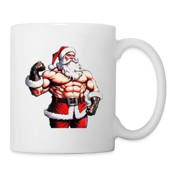 Santa the Strongman: Weihnachtliche Bodybuilder-Kleidung - Tasse - Weiß - Rechts
