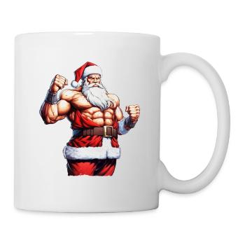 Weihnachtsmuskel: Weihnachts-Bodybuilder mit Weihnachtsmann M - Tasse - Weiß - Rechts