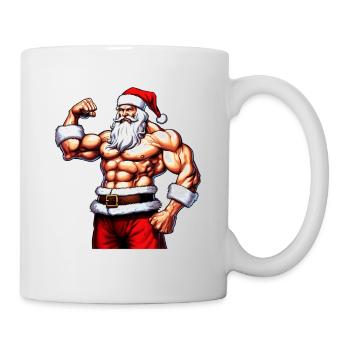 Iron Santa: Christmas Bodybuilder with Santa Weigh - Mug - white - Right