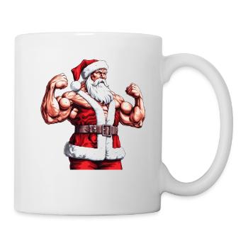 Santa's Liftmas Liste: Weihnachten Bodybuilder Weihnachtsmann - Tasse - Weiß - Rechts