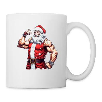 Zerrissener Weihnachtsmann: Weihnachten mit muskulösem Weihnachtsmann - Tasse - Weiß - Rechts
