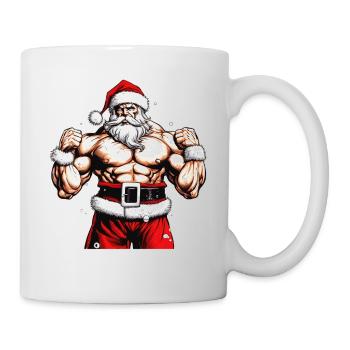 Flexing with Santa: Weihnachten für Feiertage gewinnt Sa - Tasse - Weiß - Rechts