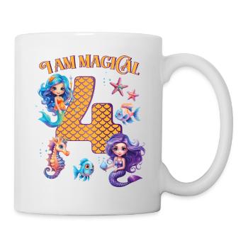 Mermaid Anniversaire 4 ans - Mug blanc - blanc - Droite