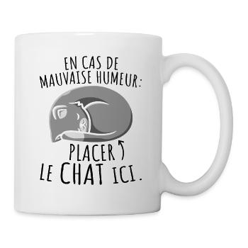 Chats En Cas de Mauvaise Humeur Placer le Chat Ici - Mug blanc - blanc - Droite