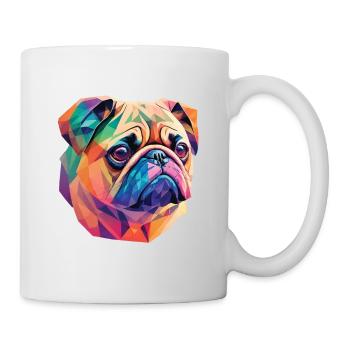 Pug Dog Polygon Art Geometric Pug Dogs - Mug - white - Right