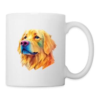 Golden Retriever Hund Hunde Design Polygon Art - Tasse - Weiß - Rechts