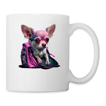 Pink Chihuahua | Rosa Handtasche Welpe Girlie - Tasse - Weiß - Rechts