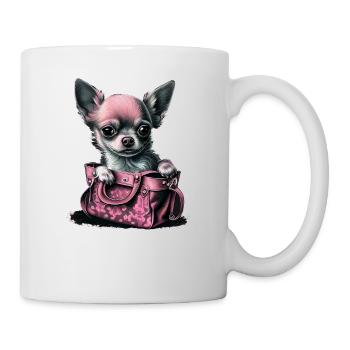 Pink Chihuahua | Rosa Handtasche Welpe Girlie - Tasse - Weiß - Rechts