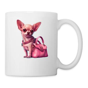 Pink Chihuahua | Rosa Handtasche Welpe Girlie - Tasse - Weiß - Rechts