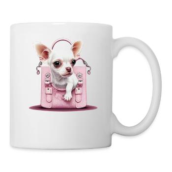 Pink Chihuahua | Rosa Handtasche Welpe Girlie - Tasse - Weiß - Rechts