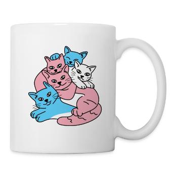 Cats Pile Transgender Flag Trans LGBTQ Cat - Mug - white - Right
