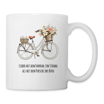 Fahrrad Strand - Tasse - Weiß - Rechts