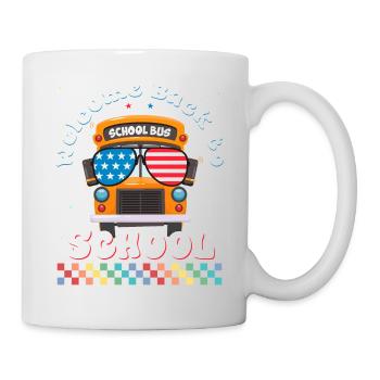 Willkommen zurück in der Schule Lustiger Schulbus mit Vintage - Tasse - Weiß - Rechts