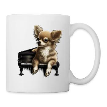 Chihuahua spielt Klavier Piano Klassische Musik - Tasse - Weiß - Rechts