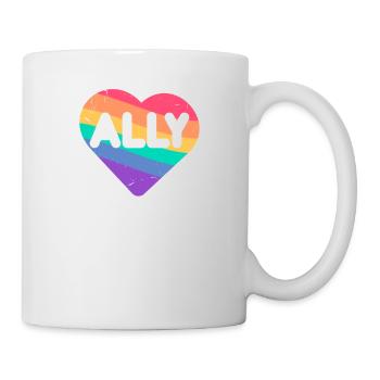 Ally Rainbow Flag Heart pour LGBT Gay Et Lesbienne - Mug blanc - blanc - Droite