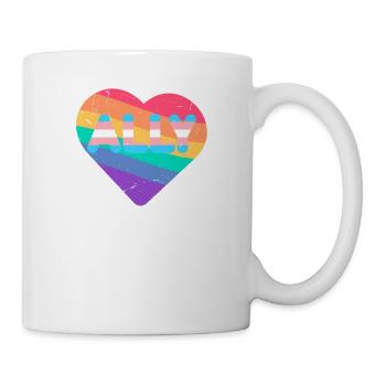 Ally Rainbow Flag Heart pour le jeu de mots LGBT transgenre - Mug blanc - blanc - Droite
