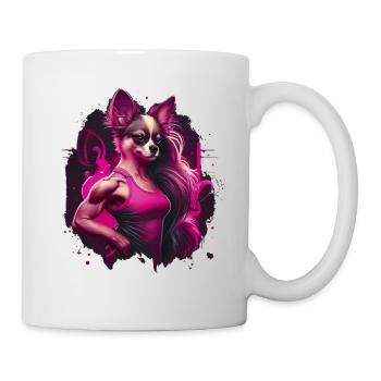 Pink Chihuahua | Fitness Girl Gym Sport Dumbbell - Mug - white - Right