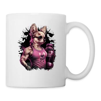 Pink Chihuahua | Fitness Girl Gym Sport Dumbbell - Mug - white - Right