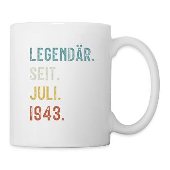 80. Geburtstag 80 Jahre Legendär Seit Juli 1943 - Tasse - Weiß - Rechts