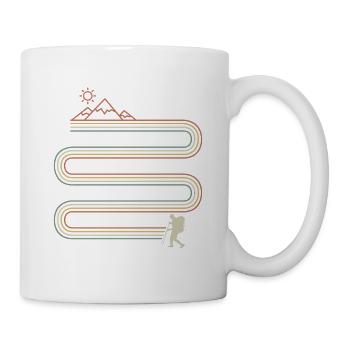 Retro hiking go mountains hiker - Mug - white - Right