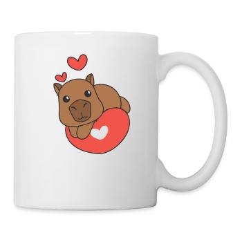 Wasserschwein zum Valentinstag süße Tiere Herzen - Tasse - Weiß - Rechts