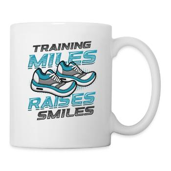 Training Miles, Raises Smiles, Marathon Laufen - Tasse - Weiß - Rechts