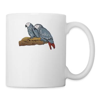 Motif de perroquet gris I pour porte-oiseau - Mug blanc - blanc - Droite
