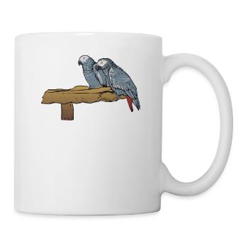 Motif de perroquet gris I pour porte-oiseau - Mug blanc - blanc - Droite