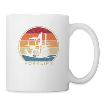 Retro Telehandler Forklift Driver - Mug - white - Right