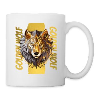 Wolf Wolf’s Head Gold Nature Wilderness Adventure Art - Mug blanc - blanc - Droite